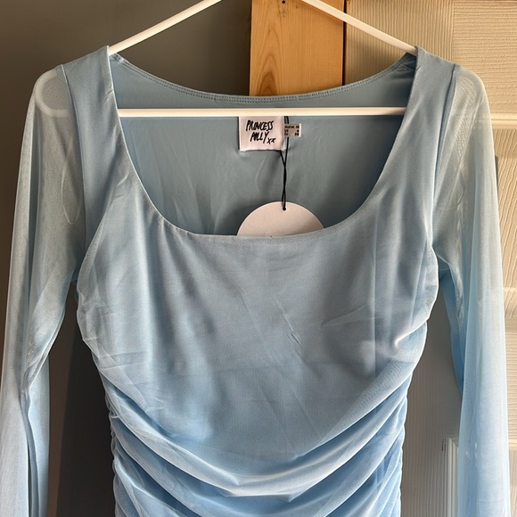 Princess Polly Long Sleeve Mini Dress Light Blue - Picture 4 of 5